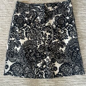 Black and White Floral A-Line Skirt